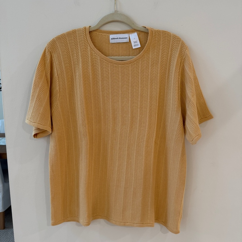 Alfred Dunner Mustard Yellow Textured Knit Top